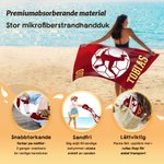 Personlig snabb tork stor strandhandduk sportspelare silhuett med namn och nummer perfekt sommarpresent för handbollsfans