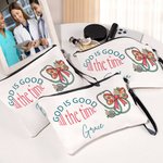 Personalized God is Good All the Time Makeup Bag with Name and Wrist Strap Travel Essentials Birthday Gift for Nurse