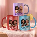 Personalizzato Cartoon Besties foto a strisce 11/15 oz tazza di caffè in ceramica con nome Amicizia Keepsake regalo di compleanno per le sorelle amici partner