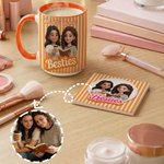 Personalizzato Cartoon Besties foto a strisce 11/15 oz tazza di caffè in ceramica con nome Amicizia Keepsake regalo di compleanno per le sorelle amici partner