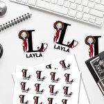 Personalized Cartoon Medical Character Set of 2 Waterproof Stickers Labels with Name and Initial Birthday Gift for Nurse Doctor