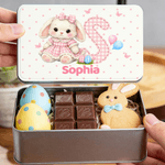 Personalisierte niedliche Osterhase Food-Grade Metall Keksdose mit Initialen und Namen Ostern Party Geburtstag Geschenk für Kinder