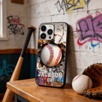 Personalized Ball Sports Phone Case for iPhone with Name and Number Daily Use Birthday Gift for Sports Lovers