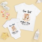 Personalizzato carino tigre nostra prima mamma 100% cotone T-shirt bambino Onesie Set con nomi Regalo per la festa della mamma per la nuova mamma bambino