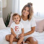 Bavaglino personalizzato in 100% cotone con iniziale del nome e anno in arrivo, primo regalo di Natale per i neonati.