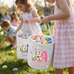 Personlig søt påskehare egg blomst Initial påskekurv med navn påskedag egg jakt fest gave til barn