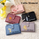 Callie Moment Personalized Birth Flower PU Leather Portable Wallet with Name and Card Holder Wedding Birthday Anniversary Gift for Women Girls