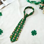 Personalized Gold Coin Beer Rainbow Clover Face Photos Soft Tie Novelty Accessory Saint Patrick's Day Father's Day Birthday Gift for Man