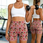 Personalisierte lustiges Gesicht Foto Multicolor Stretch Leggings Yoga kurze Hose täglich Sport Zubehör Geburtstag Jahrestag Geschenk für Frauen Frauen