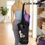 Callie Moment Personalized Birth Flower Large Capacity Canvas Yoga Mat Bag with Name Fitness Accessory Birthday Gift for Women Yoga Lovers