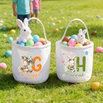 Personlig søt påskehare egg blomst Initial påskekurv med navn påskedag egg jakt fest gave til barn