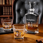 Personalized The Dogfather 3D Cartoon Whiskey Decanter with Name and 1-4 Dogs Birthday Anniversary Gift for Liquor Lover