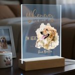 Personalized Watercolor Pet Photo Acrylic LED Night Light with Name and Wooden Base Home Decor Sympathy Gift for Pet Owner