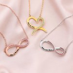 Personalisierte wandelbare Unendlichkeit-Herz-Halskette mit Geburtssteinen eingravierten Namen Valentinstag Geburtstag Jahrestag Geschenk für Damen