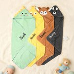 Couvertures à capuche brodées avec nom pour usage quotidien Cadeau d'anniversaire de naissance pour les nouvelles mamans et les bébés