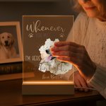 Personalized Watercolor Pet Photo Acrylic LED Night Light with Name and Wooden Base Home Decor Sympathy Gift for Pet Owner