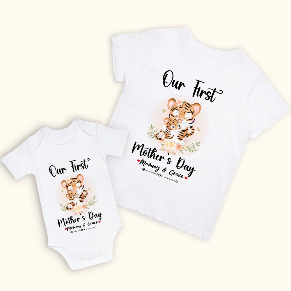 T-shirt 100% coton pour bébé avec noms Cadeau de fête des mères pour nouvelle maman bébé