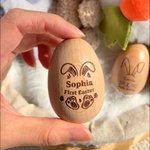 Gepersonaliseerde Gelukkige Lente Konijn Houten Paasei met Gegraveerde Naam Paasmand Vullers Home Decor Feestartikelen Cadeau voor Kinderen