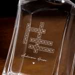 Personalized Crossword Puzzle Whiskey Decanter with Engraved Text Father's Day Birthday Gift for Father Friends Bartenders