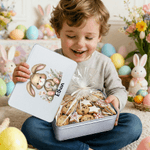 Conejito de Pascua personalizado Lata de galletas de metal con nombre Regalo de Pascua para niños Familia Amigos