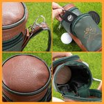 Personalized PU Leather Engraved Monogram Golf Bag with Cigar Cutter Humidifier Set Father’s Day Wedding Gift for Golf Lover