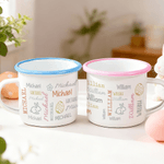 Taza esmaltada de 12 oz con nombre de uso diario Feliz Pascua Regalo para niños