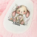 Personlig Lop-Eared Rabbit Flower Cute Easter Bunny Plysj utstoppet dyr leketøy med navn påske bursdagsgave til barn