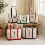 Personalized Embroidered 1-4 Dog Cat Pet Portrait Photos Oxford Tote Bag with Names Birthday Mother's Day Gift for Pet Mom Lover
