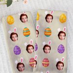Personalized Cute Bunny Ears Photo Easter Eggs Soft Mid-Calf Socks Daily Wear Easter Gift for Kids Family
