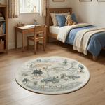 Personalized Classic Winnie the Pooh Hundred Acre Wood Map Round Anti-Slip Fleece Rug with Name Nursery Decor Baby Shower Birthday Gift for Kids