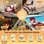 Serviette de plage personnalisée avec silhouette de personnage nom et numéro - Cadeau de vacances pour les amateurs de handball