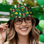 Personalized Funny Face Photo Unisex Fishing Bucket Hat Beach Party Essential Birthday Saint Patrick's Day Gift for Friend Family