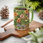 Personalized Stained Glass Floral Design Ceramic Coffee Mug with Name Daily Use Mother's Day Birthday Gift for Woman