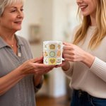 Personalized Nine-Square Grid Yarn Ball Needle Sweater 11 oz 15 oz Ceramic Coffee Mug with Name Birthday Anniversary Gift for Knitting Lovers