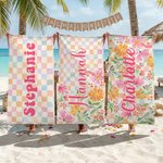 Toalla de playa de microfibra de gran tamaño y secado rápido personalizada con nombre Fiesta en la playa Regalo de cumpleaños para mujeres Amigas Familia