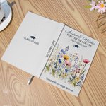 Personalised Wildflowers Graduation Advice Wishes Journal Notebook with Name and 100 Lined Pages Party Decoration Favor Graduation Gift for Graduates