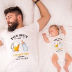 Personalizado lindo elefante 100% algodón bebé body camiseta a juego con el nombre Primer regalo del Día del Padre para papá bebé