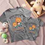 Personalized Cute Baby Bottle and Beer Cup 100% Cotton T-Shirt Baby Onesie with Name Our First Father's Day Gift for Daddy Baby