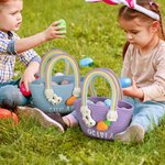 Personalized Easter Basket Bunny Carrot Cotton Woven with Name Egg Hunt Party Favor Kids Gift