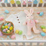 Personnalisé Aquarelle Cartoon Rabbit Initial T-shirt Peluche Bunny Jouet en peluche avec nom Cadeau de Pâques pour nouveau-nés enfants