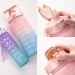 Bouteille Personnalisée avec Nom Style Dégradation Bicolore Grande Capacité Marqueur de Temps Paille et Anse Cadeau Anniversaire pour Homme Femme