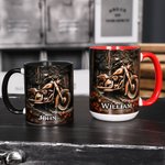 Personalised Never Underestimate An Old Man with A Motorbike 11 oz 15 oz Ceramic Coffee Mug with Name Father's Day Birthday Gift for Bikers