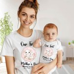 Ensemble T-shirt et Onesie pour bébé 100% coton avec motif d'éléphant personnalisé Notre premier cadeau de fête des mères pour le nouveau-né et la nouvelle maman