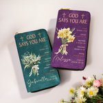 Portefeuille long en cuir PU avec nom et verset biblique Affirmation positive Cadeau religieux personnalisé pour chrétien