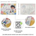 Seviette de table en lin imperméable personnalisée avec nom et personnage - Décoration de salle à manger - Cadeau d'anniversaire pour les enfants