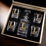 Personalised Vintage Initial Whiskey Decanter with Name Father's Day Anniversary Gift for Dad Husband Bartender