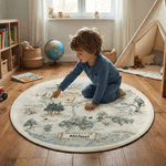 Personalized Classic Winnie the Pooh Hundred Acre Wood Map Round Anti-Slip Fleece Rug with Name Nursery Decor Baby Shower Birthday Gift for Kids
