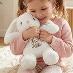 Personlig Lop-Eared Rabbit Flower Cute Easter Bunny Plysj utstoppet dyr leketøy med navn påske bursdagsgave til barn