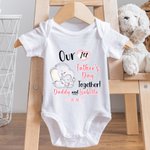 Personalized Cute Elephant Our First Father's Day T-shirt 100% Cotton Baby Onesie Dad and Baby Set with Name Gift for Dad Baby