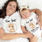 Personalizzato Carino cervo La nostra prima festa della mamma 100% cotone Mamma e bambino abbinato camicia con i nomi Regalo per la festa della mamma per la nuova mamma bambino